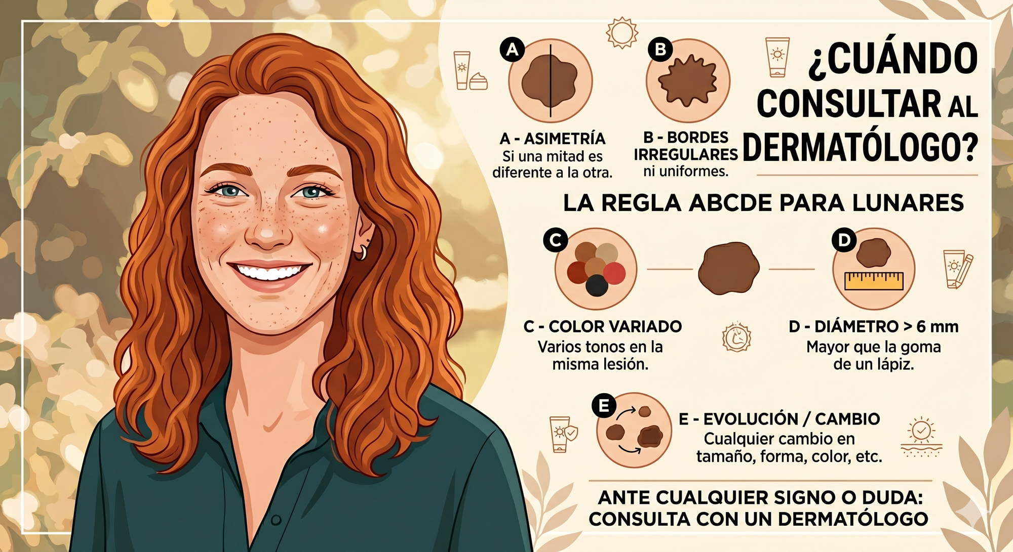 Imagen generada por Gemini - ¿Cuándo consultar al dermatólogo? La regla ABCDE